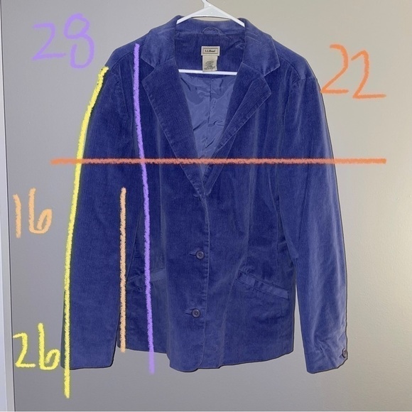 L.L. Bean Blazer Overcoat Corduroy Button Front Long Sleeve Ribbed Lined Jacket - Picture 6 of 6